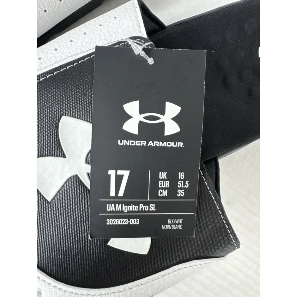 Under Armour Men's US 17 Ignite Pro Slide Sandals‎ White/Black NWOB 9428